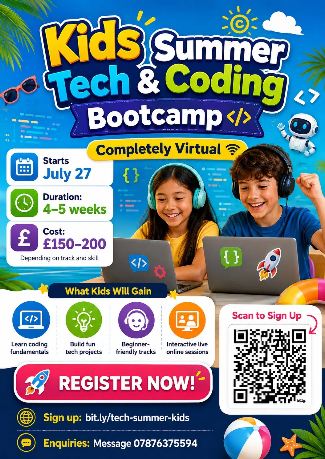 The full programme poster — scan the QR code to open the registration form